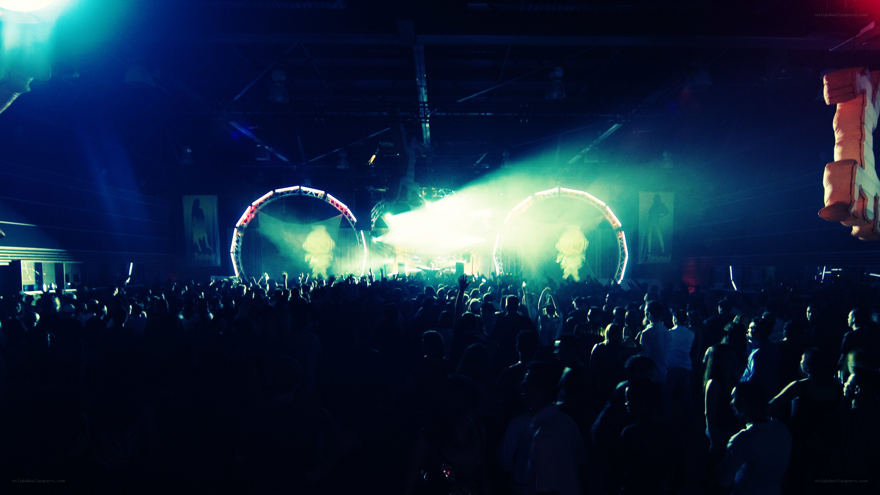 Concert crowd with stage lights