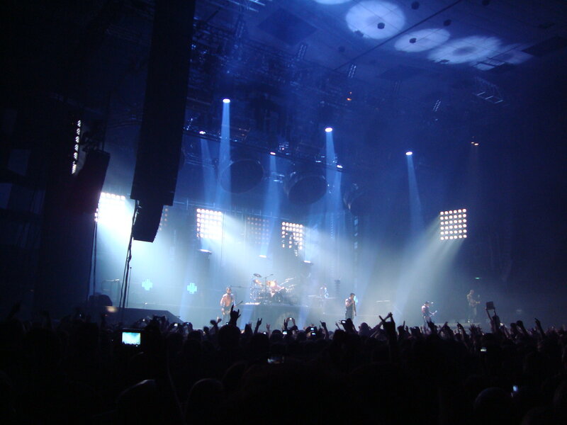 concert crowd with stage lights