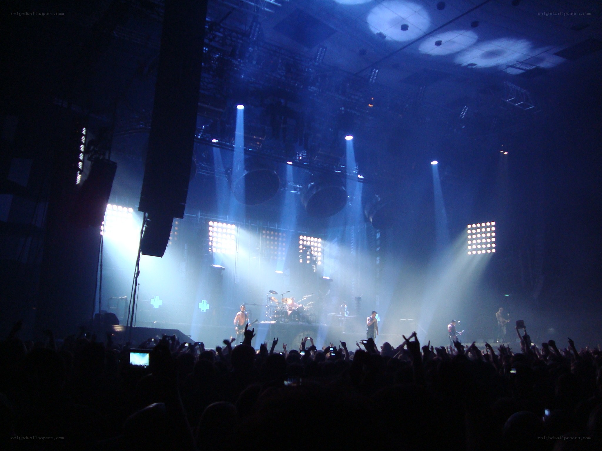 concert crowd with stage lights