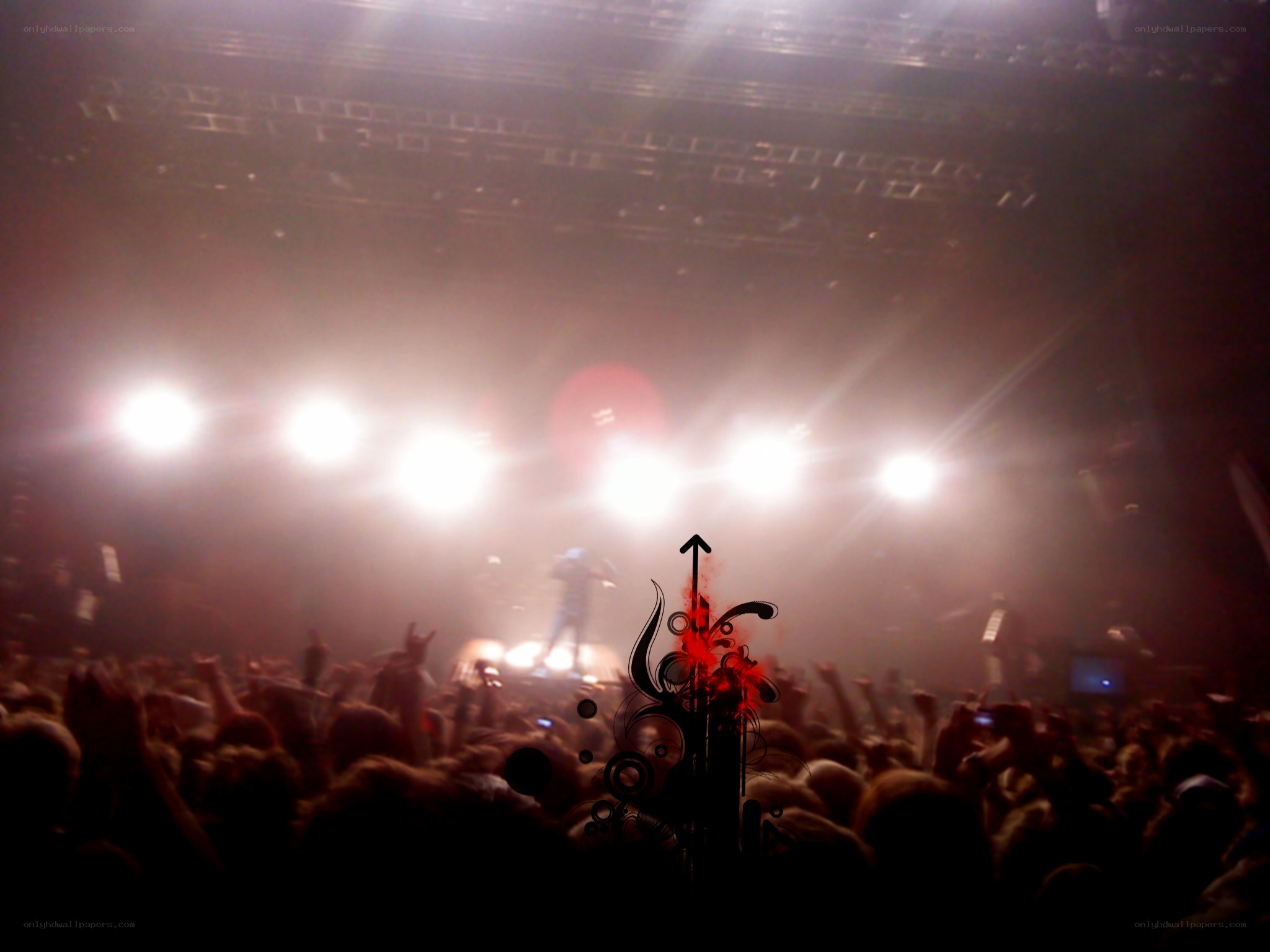 concert crowd with stage lights