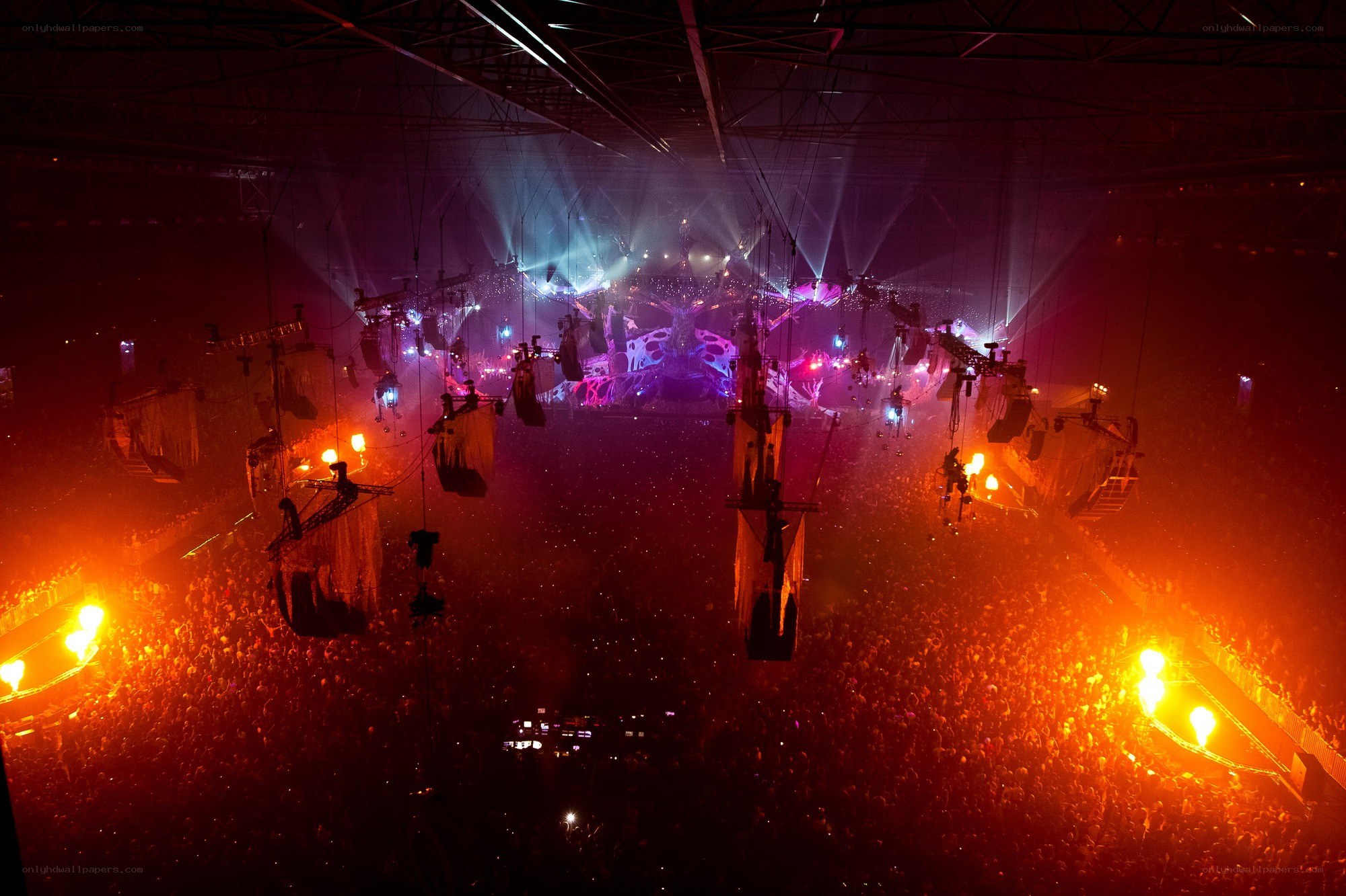 Concert crowd with stage lights