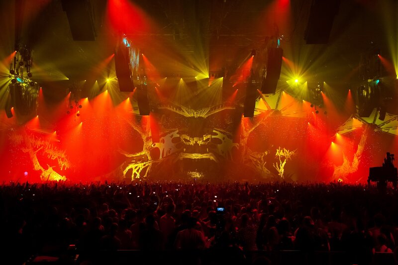 Concert crowd with stage lights