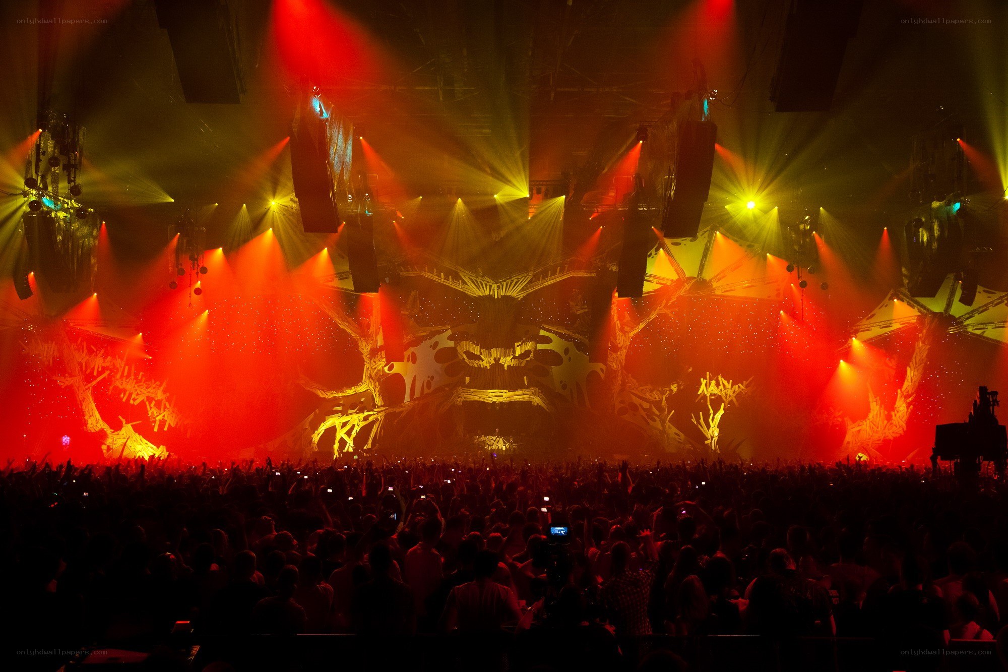 Concert crowd with stage lights