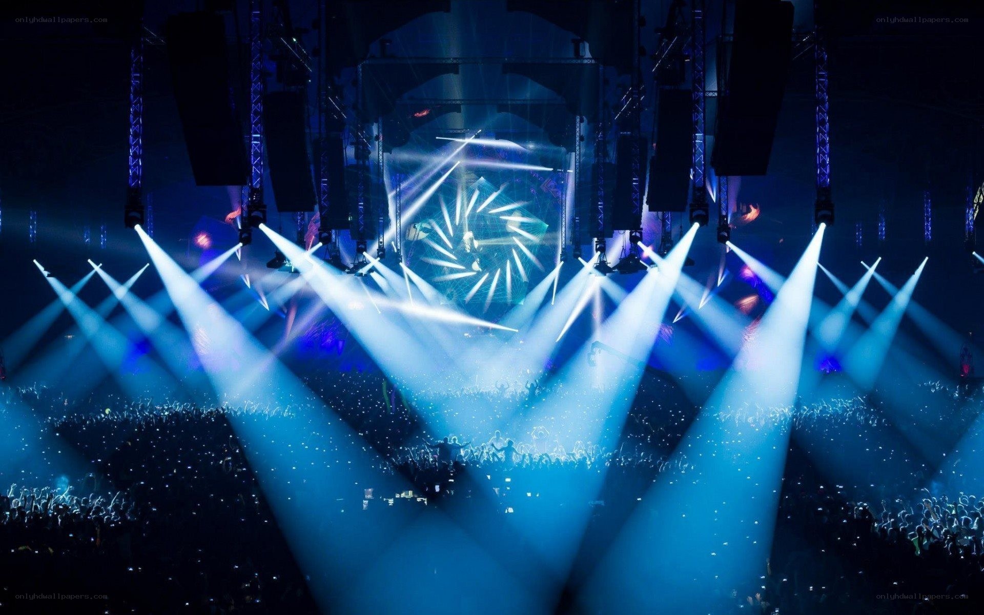 Concert stage with blue lights