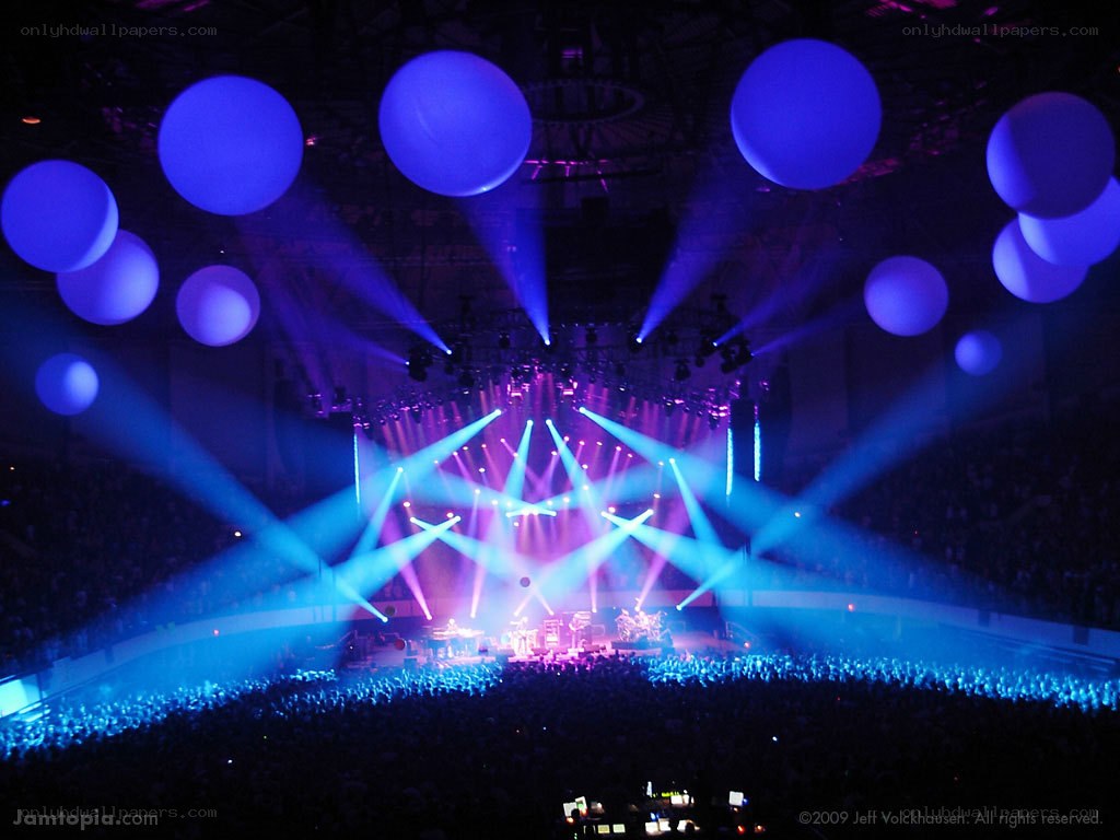 Concert stage with blue lights