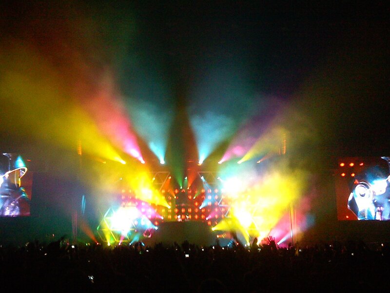 Concert stage with colorful lights