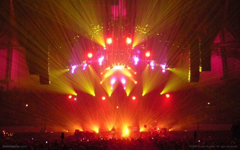 concert stage with colorful lights