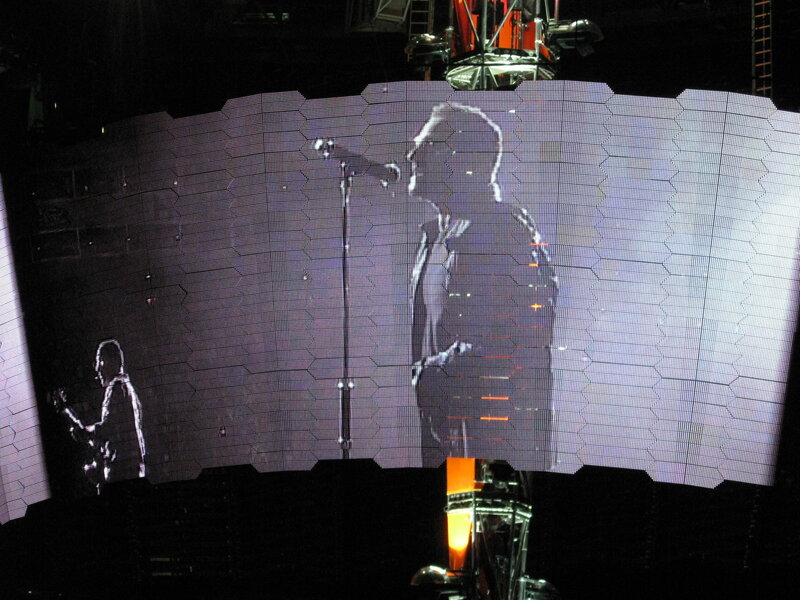 concert stage with large screen