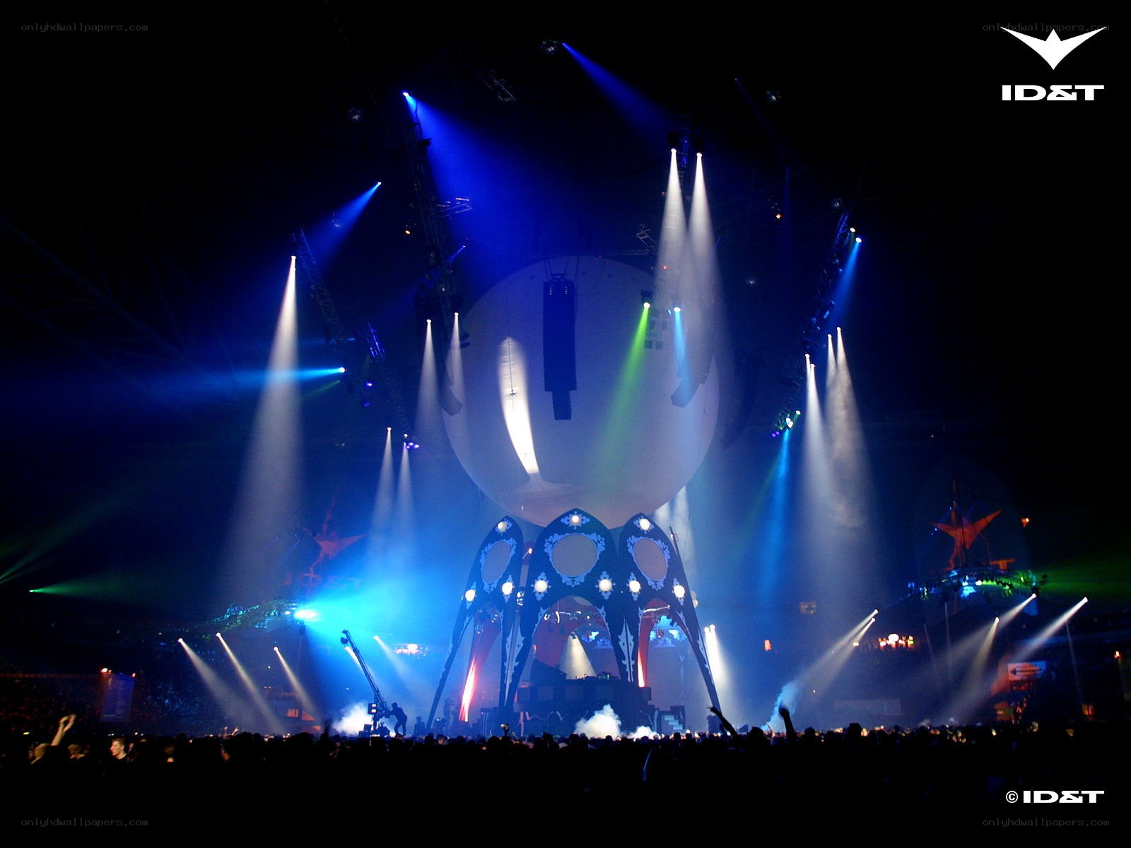 concert stage with large sphere