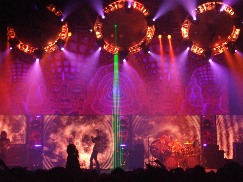 concert stage with laser lights