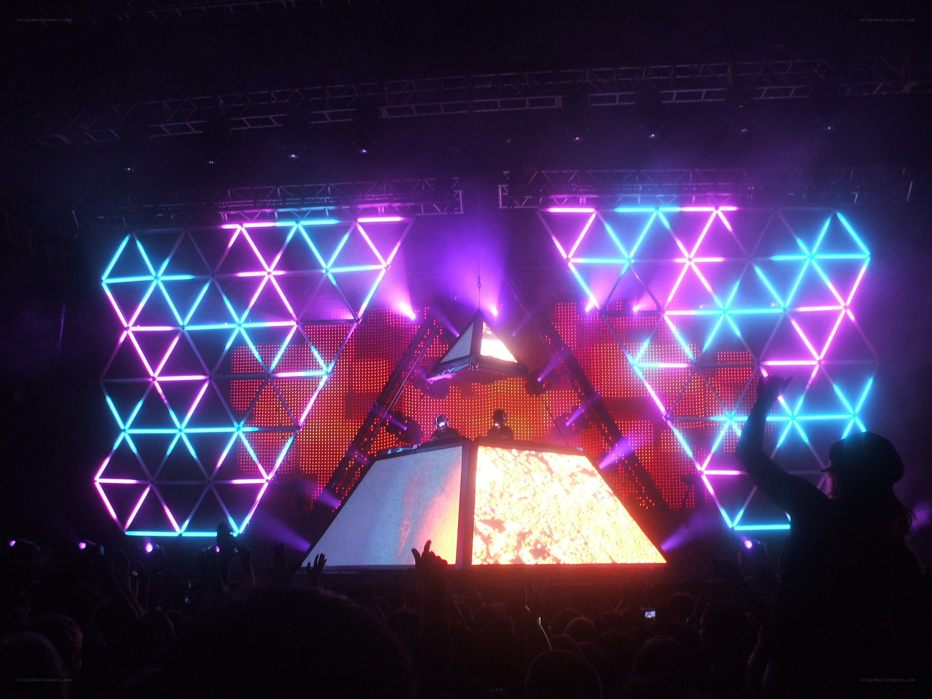 concert stage with neon lights