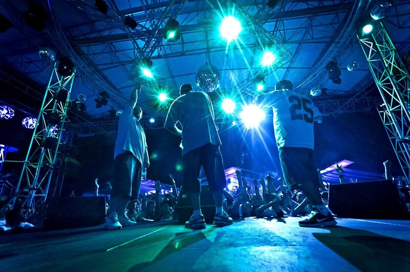 Concert stage with performers