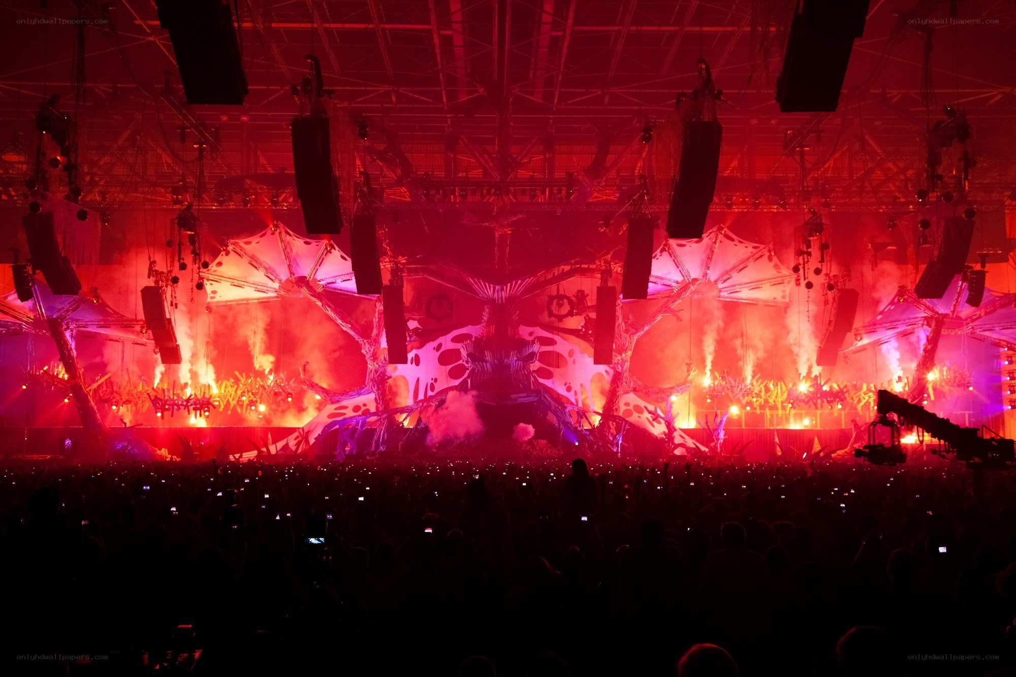 Concert stage with red lighting