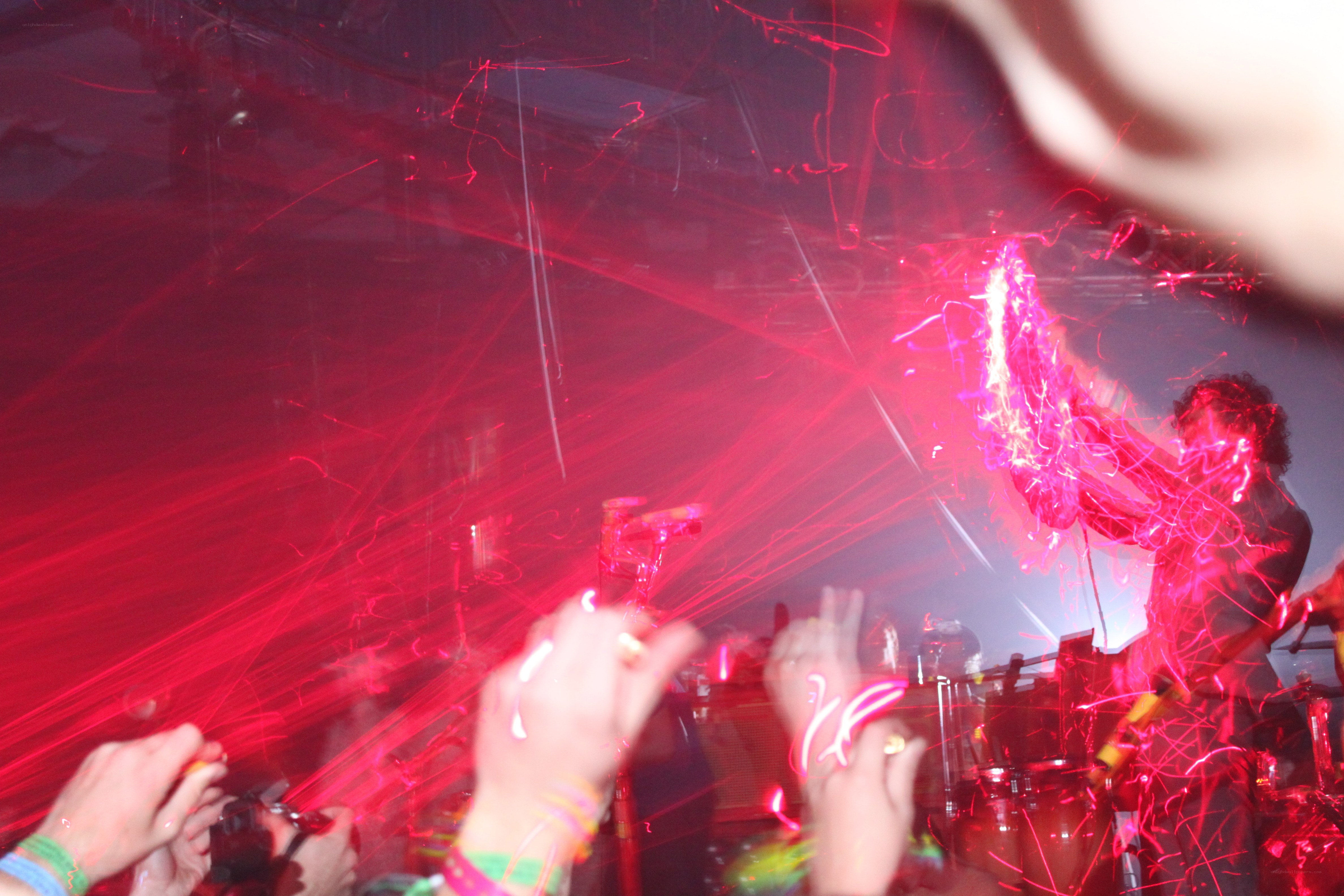 Concert with red laser lights