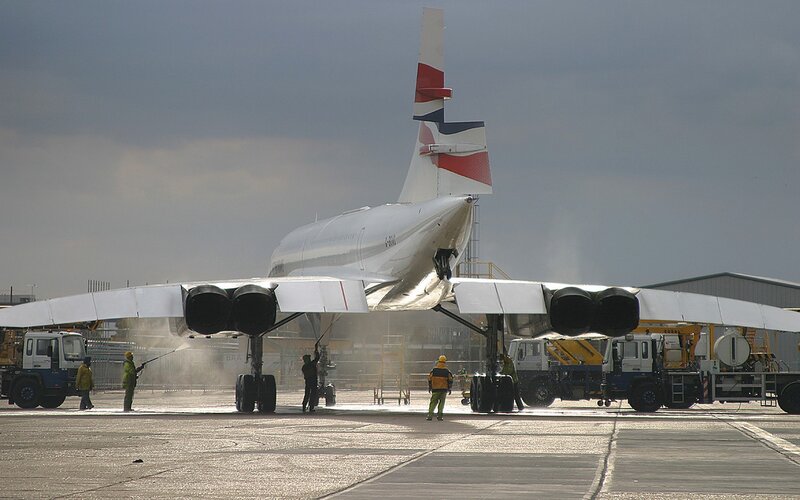 Concorde Aircraft on Tarmac — Gray, Industrial
