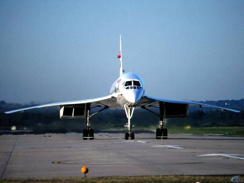 Concorde Airplane on Runway — Blue, Calm