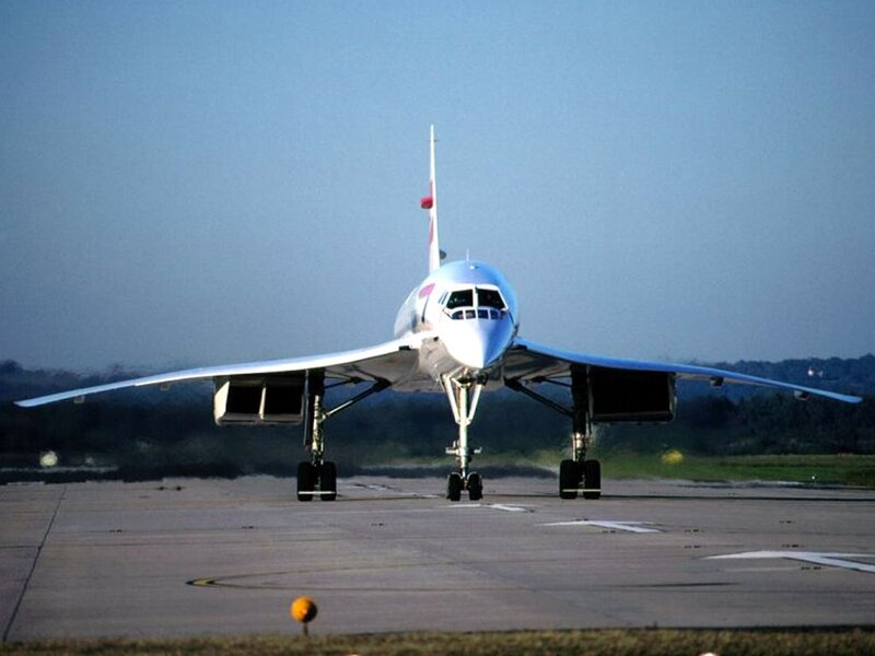 Concorde Airplane on Runway — Blue