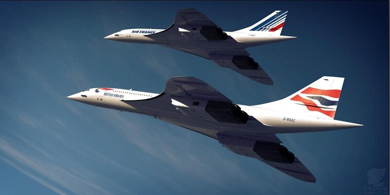 Concorde Airplanes in Flight