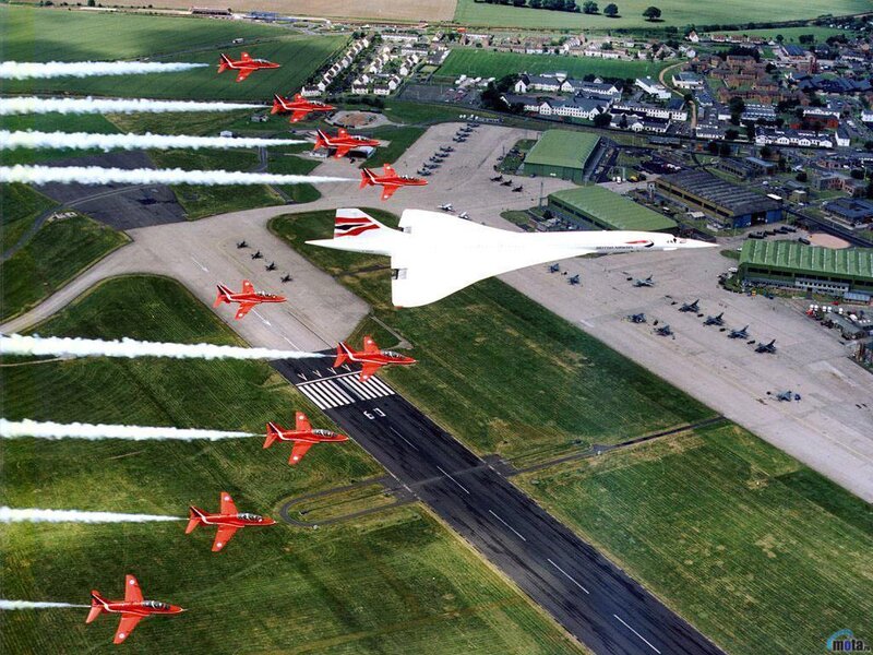 Concorde and Red Arrows — White