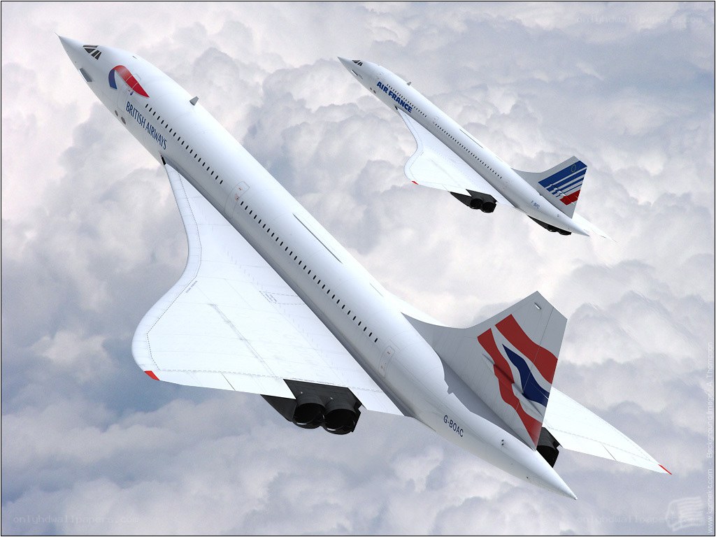 Concorde jets in flight
