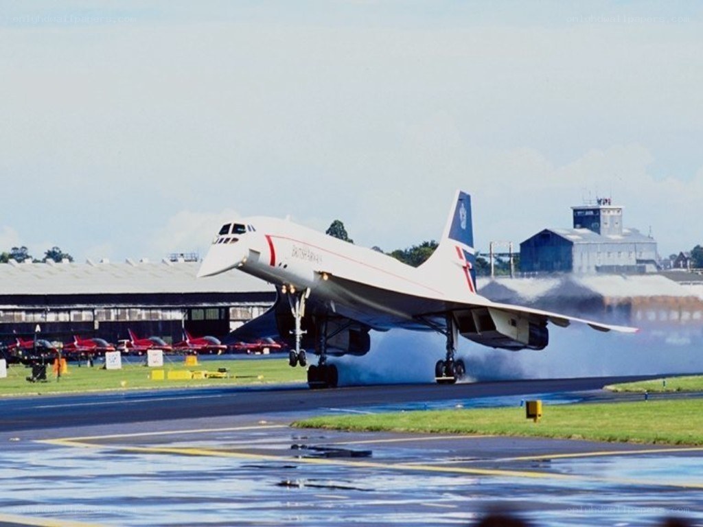 Concorde taking off from runway