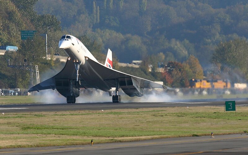 Concorde taking off from runway