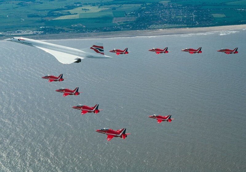 Concorde with Red Arrows