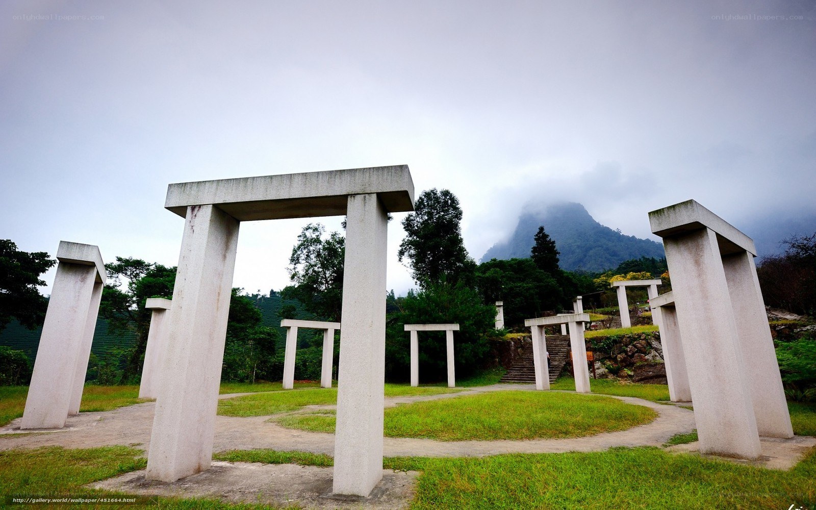 Concrete arches in a mountain park