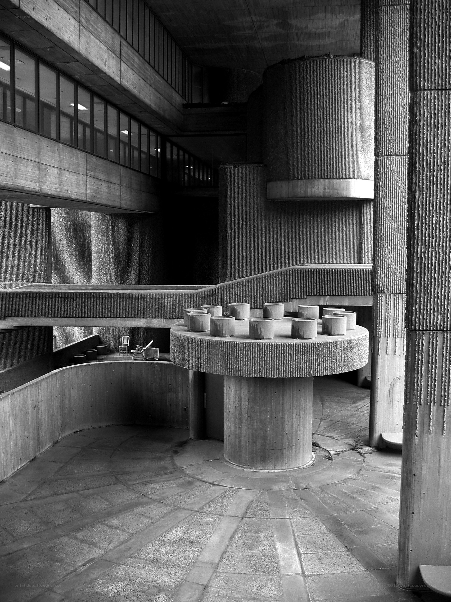 Concrete architectural interior