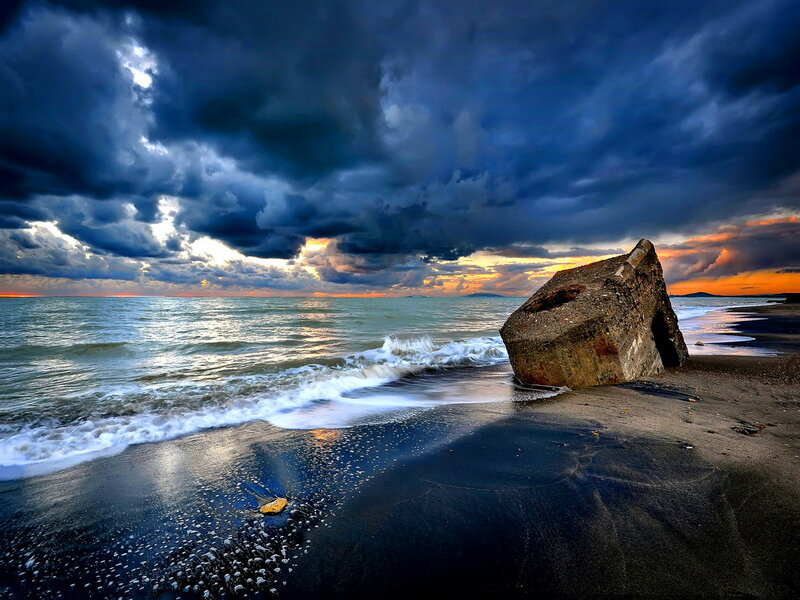 Concrete Block on Beach
