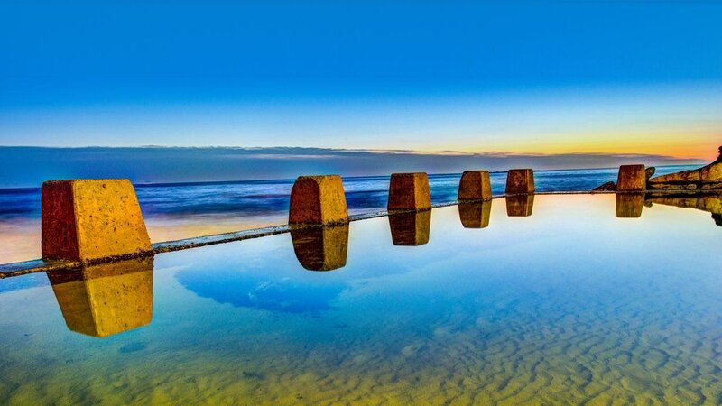 Concrete Blocks in Pool — Blue