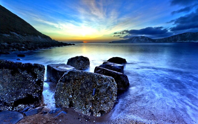 Concrete Blocks on Beach