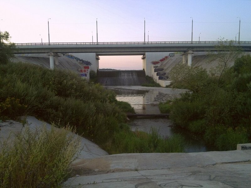 Concrete Bridge over River — Green, Calm