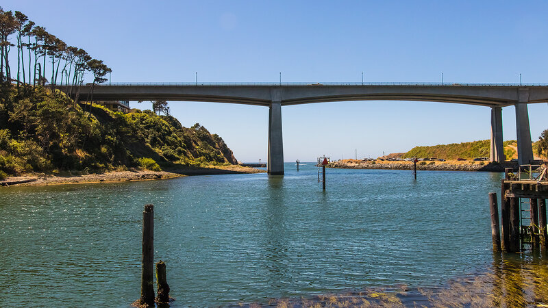 Concrete Bridge over Water — Blue