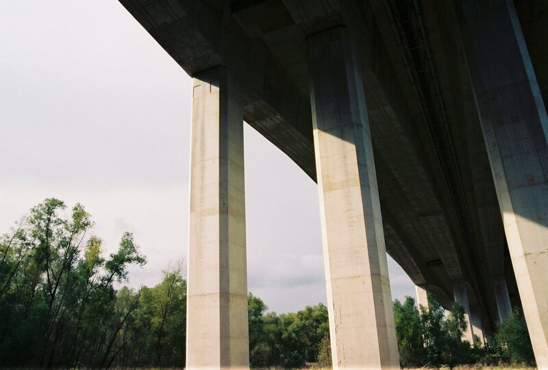 Concrete Bridge Pillars — Gray, Dramatic