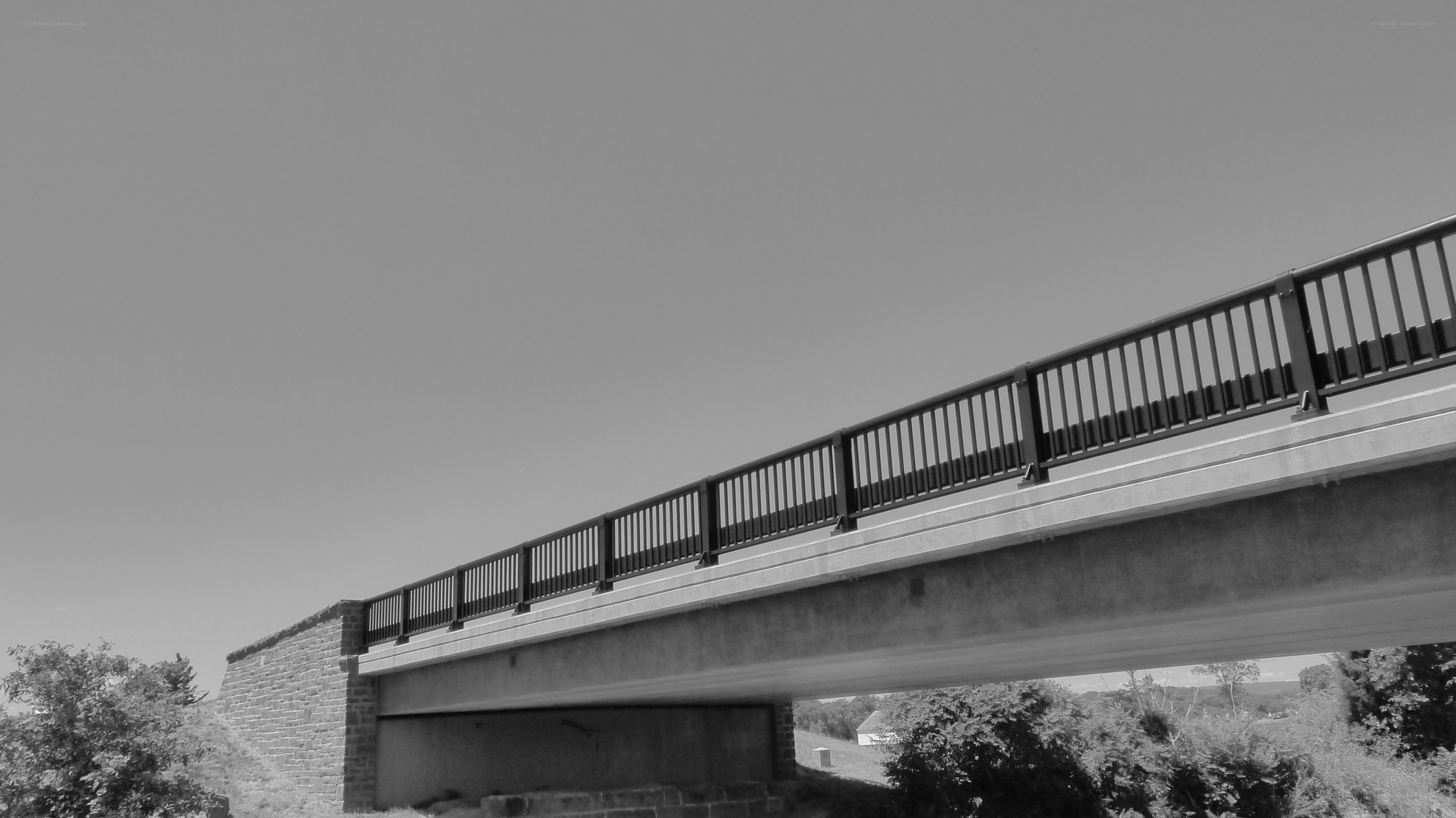 Concrete bridge with railings