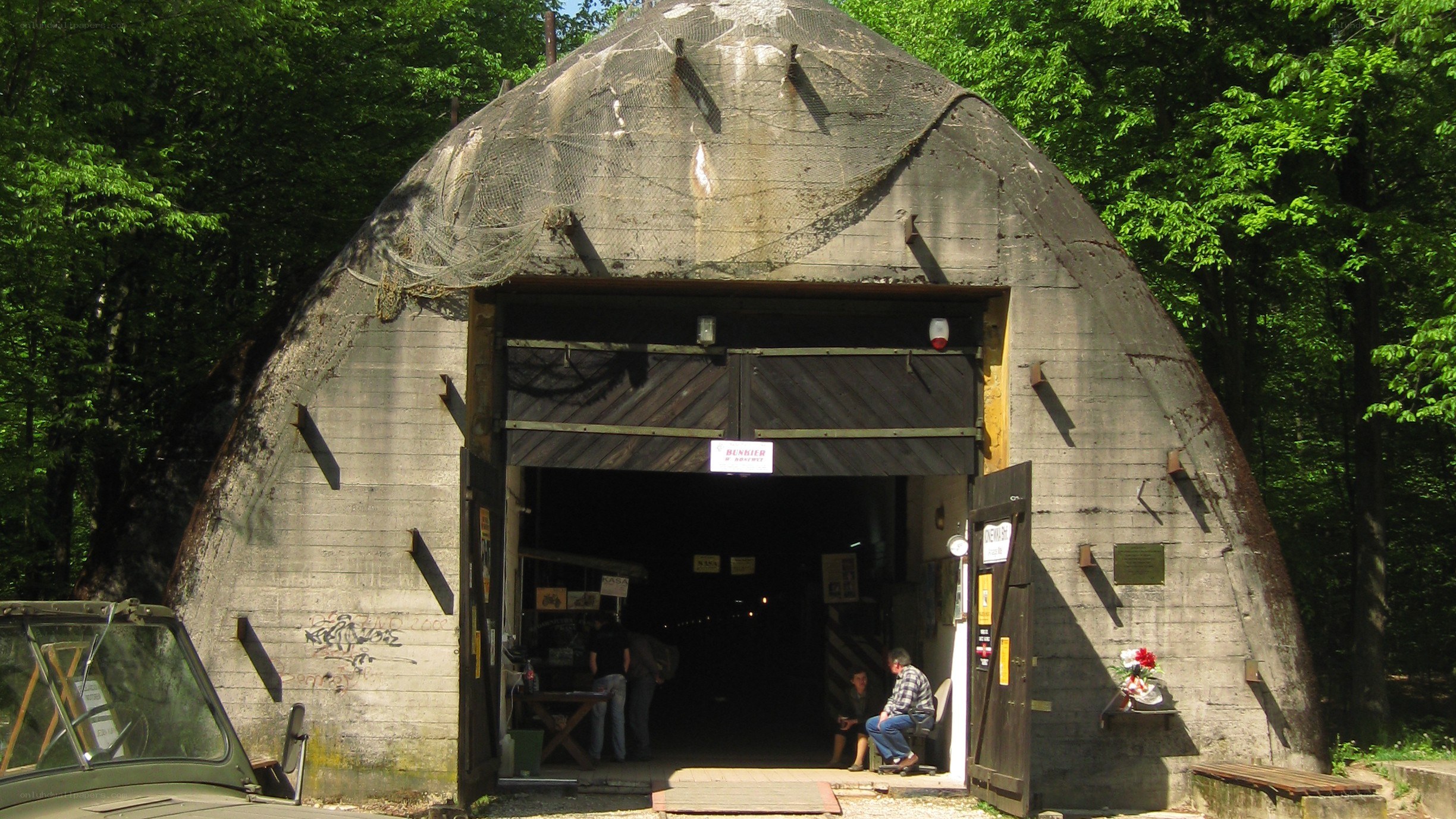 Concrete bunker in forest