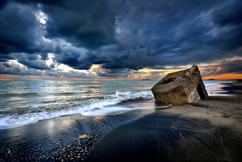 Concrete Bunker on Beach — Gray