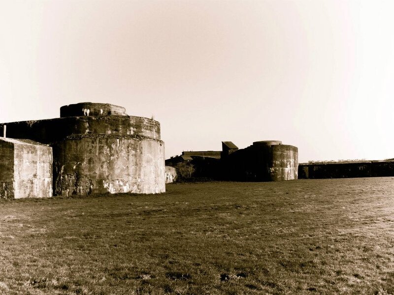 Concrete Bunkers in Field