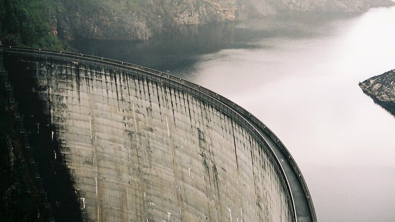 Concrete Dam Structure — Gray, Serene, Photograph