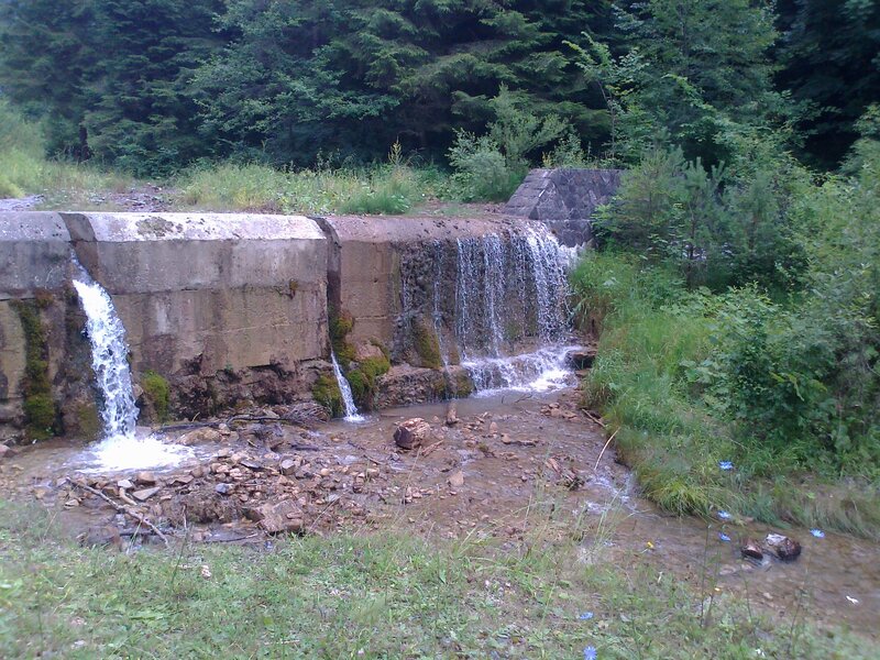Concrete Dam with Waterfalls