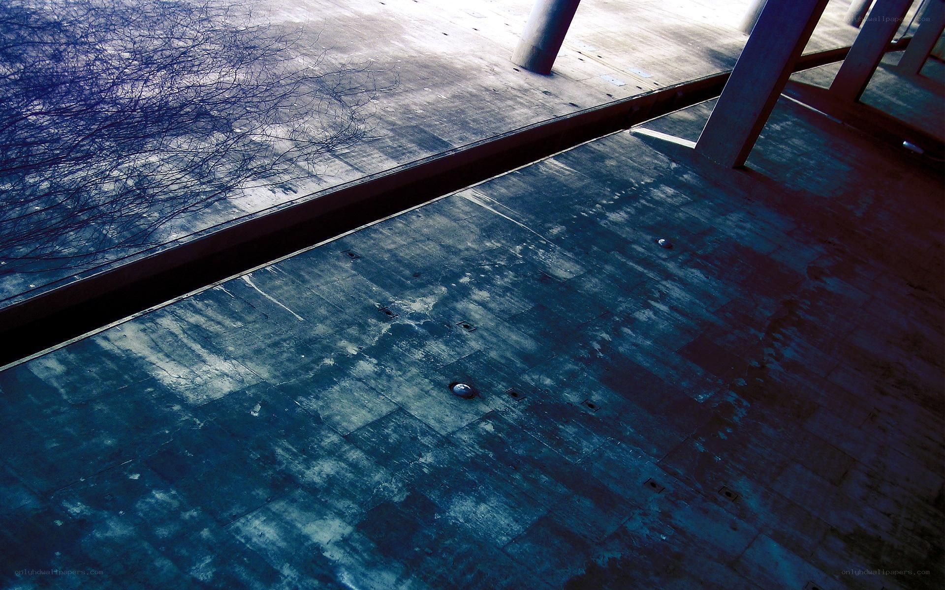 Concrete floor with tree shadows