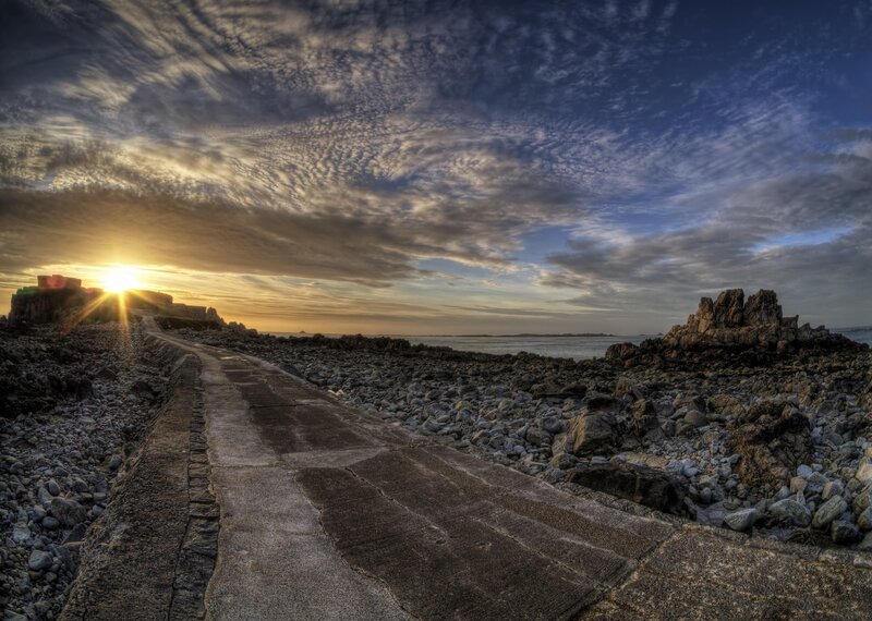Concrete Path on Rocky Shore