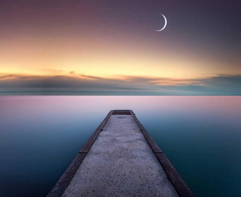 Concrete Pier at Dusk — Purple