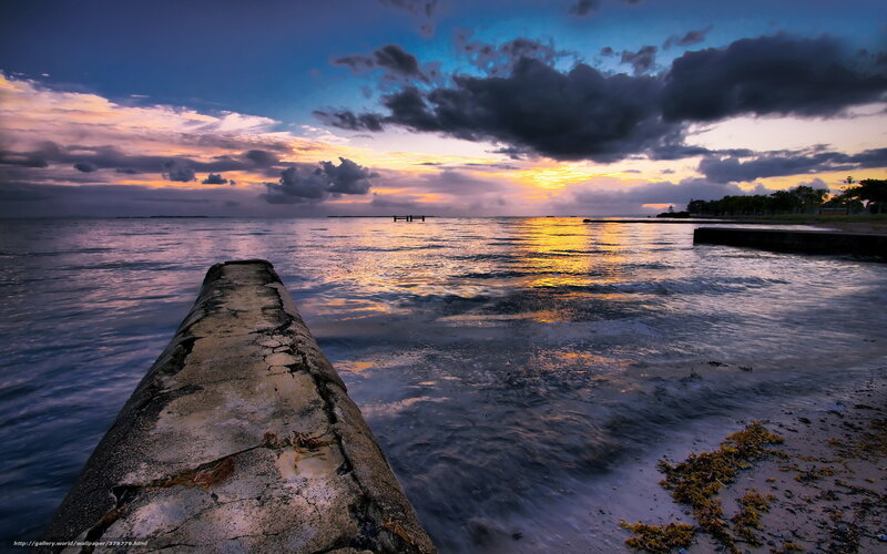 Concrete Pier at Sunset — Blue, Dramatic