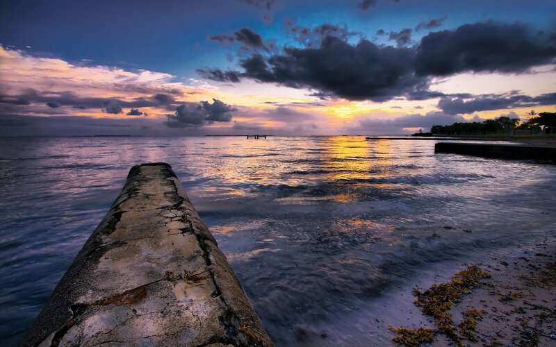 Concrete Pier at Sunset — Blue