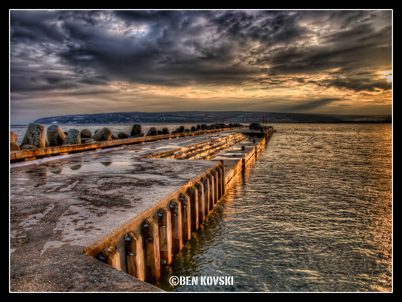 Concrete Pier at Sunset — Gray