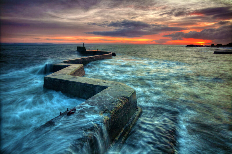 Concrete Pier at Sunset — Orange
