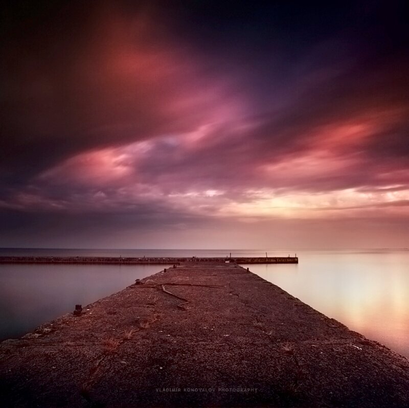 Concrete Pier at Sunset — Purple