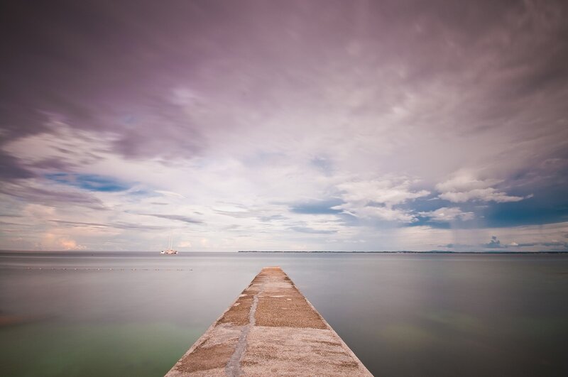 Concrete Pier Extending into Water